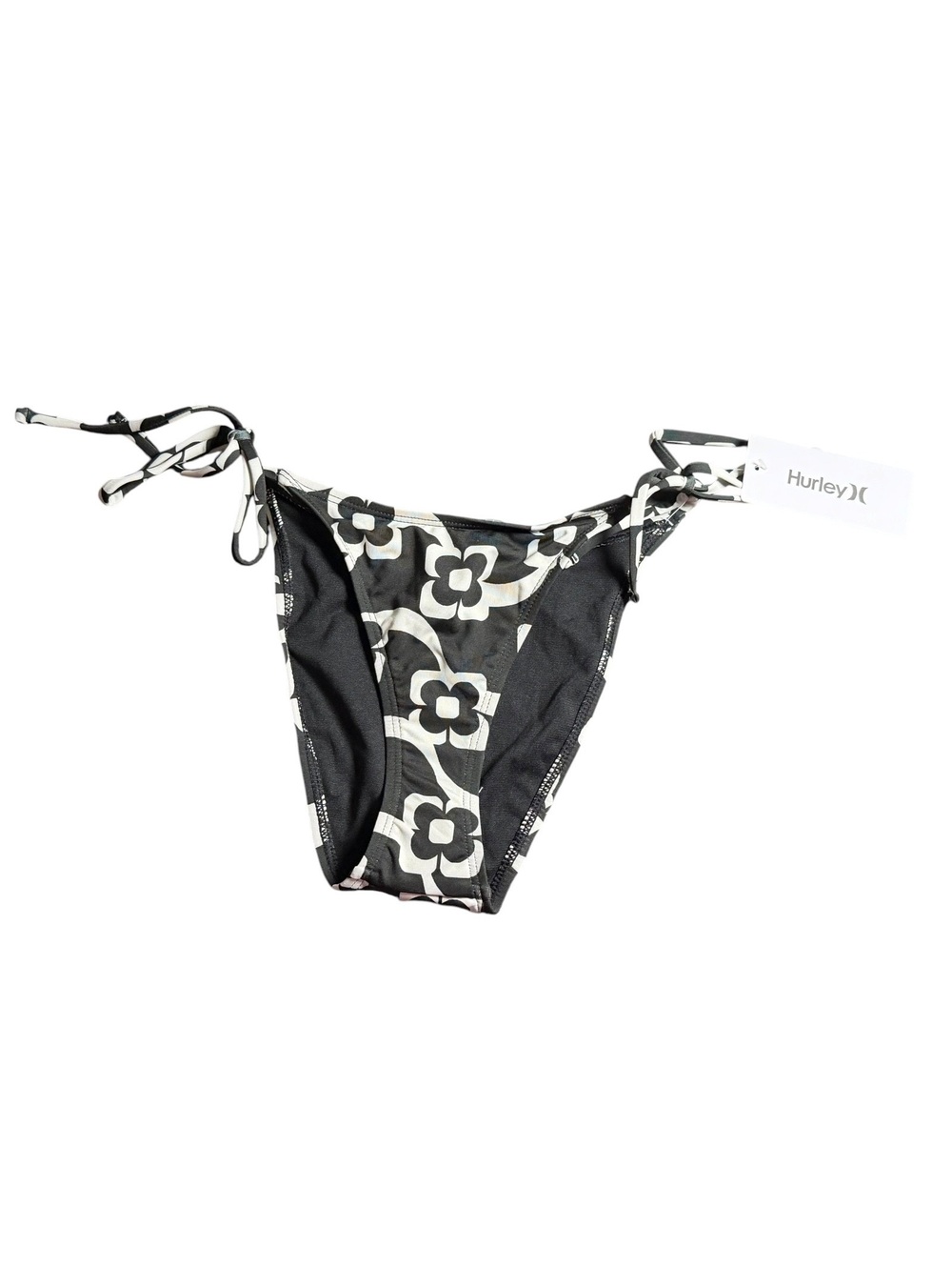 HURLEY black/white cheeky skimpy bikini swim bottom size S NWT